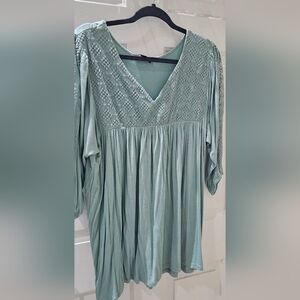 Susan Betro Woman's Empire Waist Blouse Teal Green Large